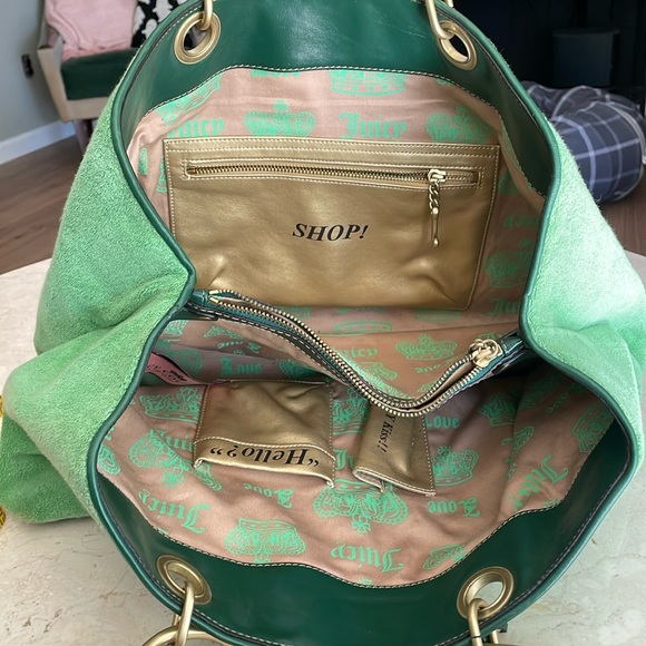 Vintage Juicy Couture XL purse tote green terry “Juice Loves” - Picture 11 of 16